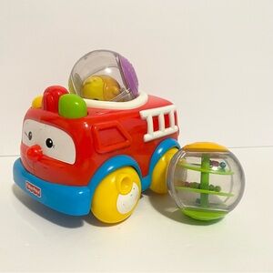 Fisher Price Roll a Rounds Fire Truck Vehicle Car w 2 Bright Start Balls Toy Lot